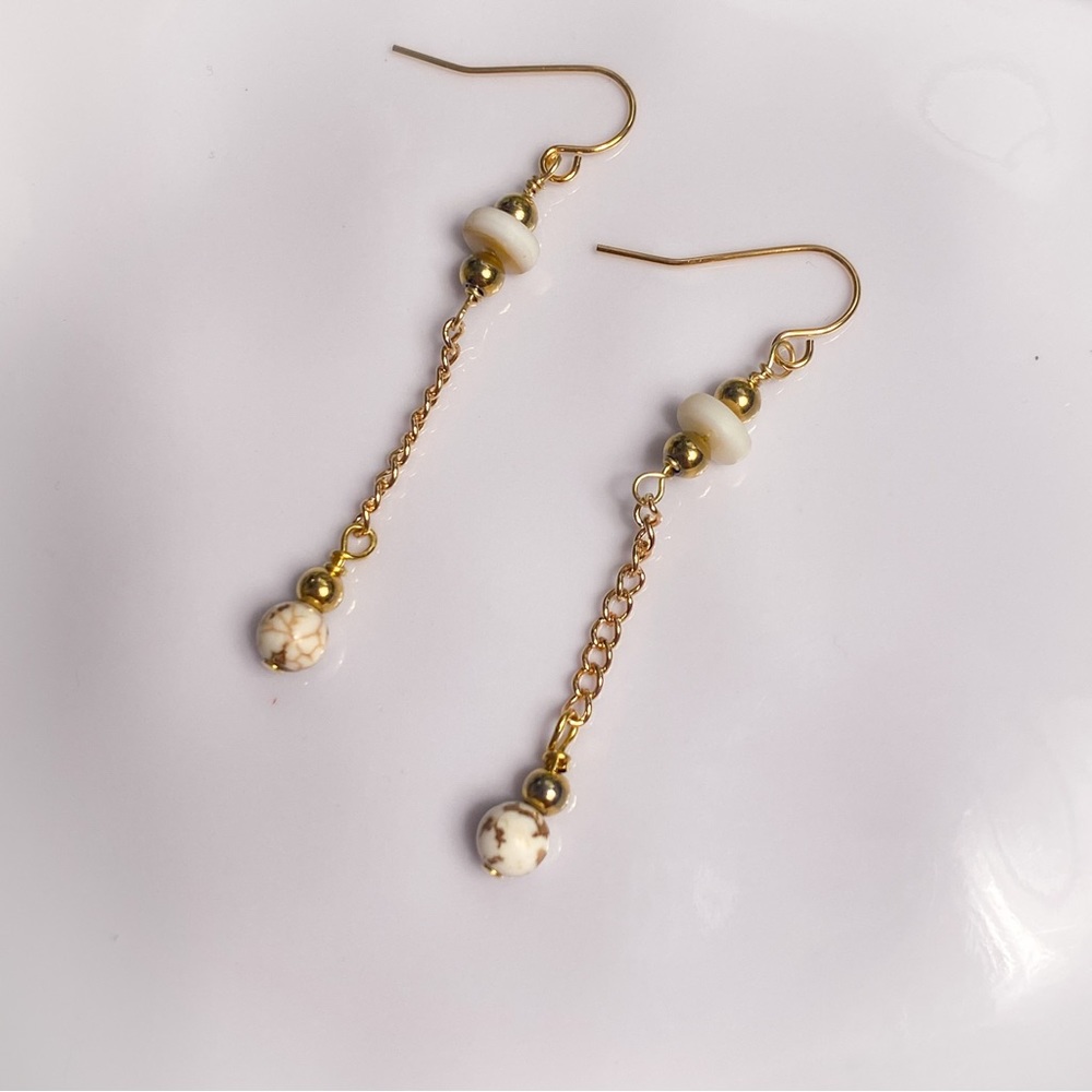 21. White Dyed Turquoise Dangle Earrings